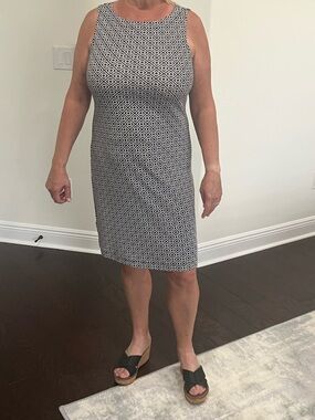 Tommy Bahama Black & White Diamond-Print Midi Dress